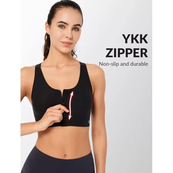 Yvette Seamless Post Surgery Sports Bra  Medium Support Zip BraWireless SupportiveComfortableBlack