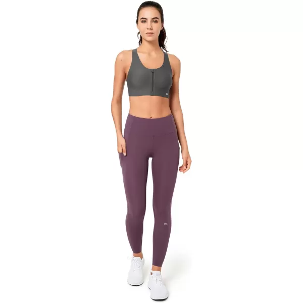 Yvette Seamless Post Surgery Sports Bra  Medium Support Zip BraWireless SupportiveComfortableGrey