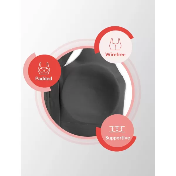 Yvette Seamless Post Surgery Sports Bra  Medium Support Zip BraWireless SupportiveComfortableGrey