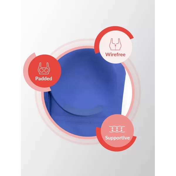 Yvette Seamless Post Surgery Sports Bra  Medium Support Zip BraWireless SupportiveComfortableRoyal Blue