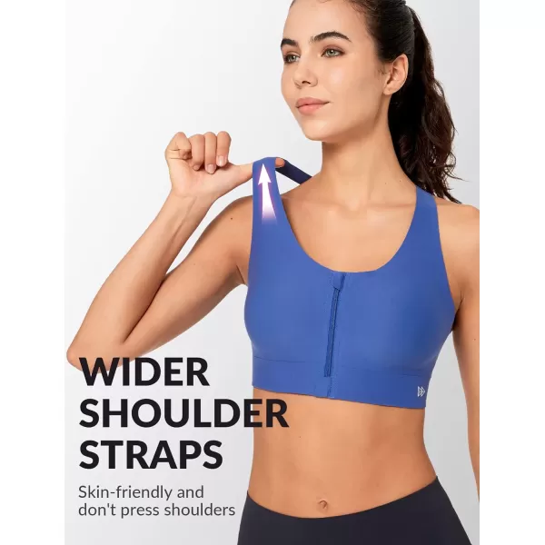 Yvette Seamless Post Surgery Sports Bra  Medium Support Zip BraWireless SupportiveComfortableRoyal Blue