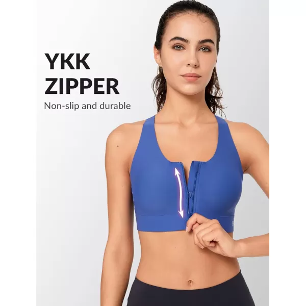 Yvette Seamless Post Surgery Sports Bra  Medium Support Zip BraWireless SupportiveComfortableRoyal Blue