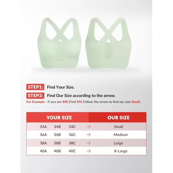 Yvette Seamless Sports Bras for Women Invisible Wireless Everyday Comfort Sleep Bra Cross Back BralettesGreen