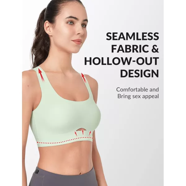 Yvette Seamless Sports Bras for Women Invisible Wireless Everyday Comfort Sleep Bra Cross Back BralettesGreen