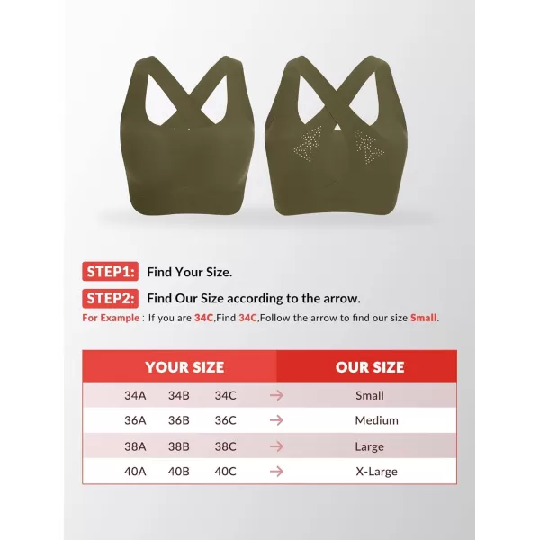Yvette Seamless Sports Bras for Women Invisible Wireless Everyday Comfort Sleep Bra Cross Back BralettesOlive