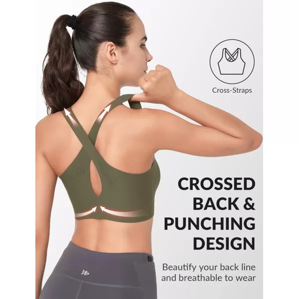 Yvette Seamless Sports Bras for Women Invisible Wireless Everyday Comfort Sleep Bra Cross Back BralettesOlive