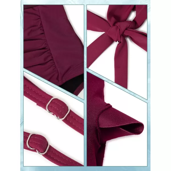 Yvette Sexy One Piece Bathing Suit for Women Tummy Control Twist Cross Spaghetti Strap SwimsuitRed