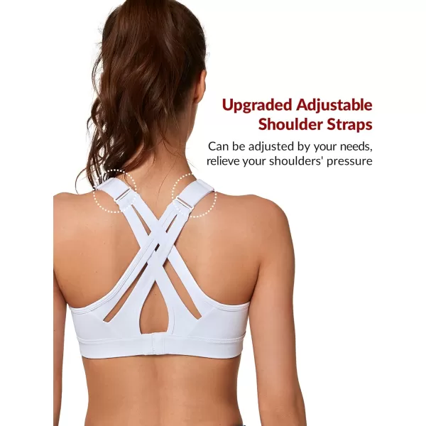 Yvette Sports Bra High Impact Adjustable Criss Cross Back Full Support for Large Bust No Bounce WhiteYvette Sports Bra High Impact Adjustable Criss Cross Back Full Support for Large Bust No Bounce White