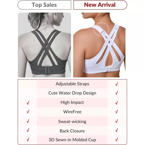 Yvette Sports Bra High Impact Adjustable Criss Cross Back Full Support for Large Bust No Bounce WhiteYvette Sports Bra High Impact Adjustable Criss Cross Back Full Support for Large Bust No Bounce White