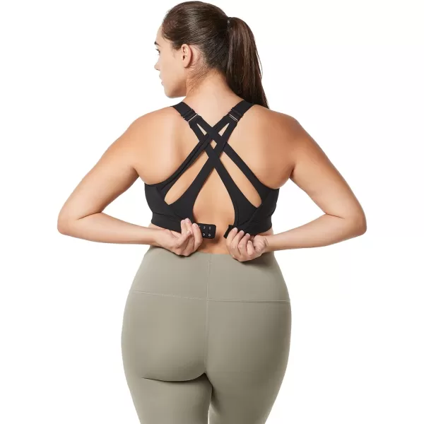 Yvette Sports Bra High Impact Adjustable Criss Cross Back Full Support for Large Bust No BounceHaze Blue