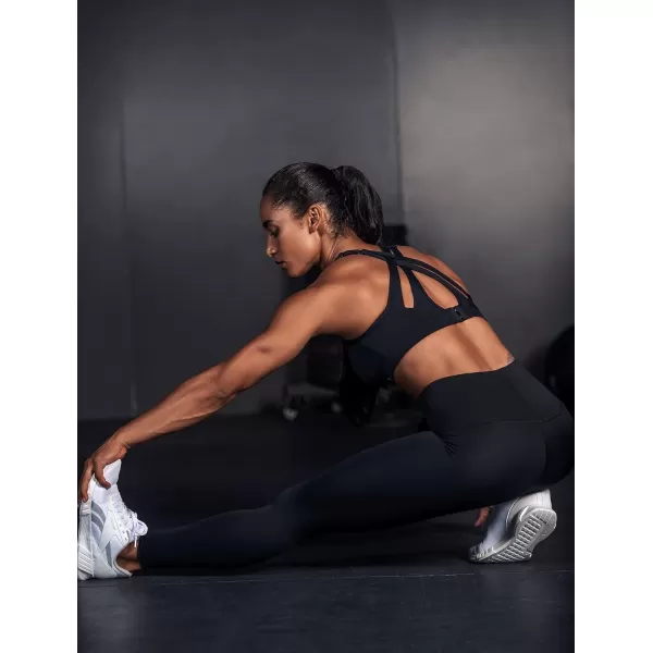 Yvette Sports Bra High Impact Adjustable Criss Cross Back Full Support for Large Bust No BounceHaze Blue