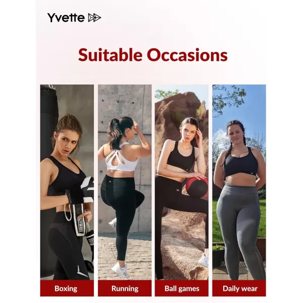 Yvette Sports Bra High Impact Adjustable Criss Cross Back Full Support for Large Bust No BounceHaze Blue