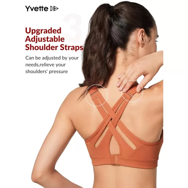 Yvette Sports Bra High Impact Adjustable Criss Cross Back Full Support for Large Bust No BounceOrange