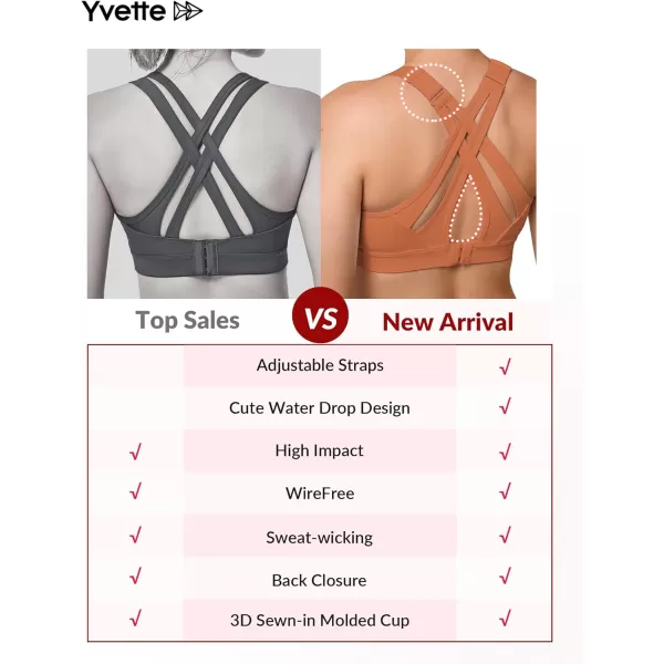 Yvette Sports Bra High Impact Adjustable Criss Cross Back Full Support for Large Bust No BounceOrange