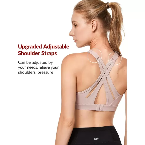 Yvette Sports Bra High Impact Adjustable Criss Cross Back Full Support for Large Bust No BouncePink