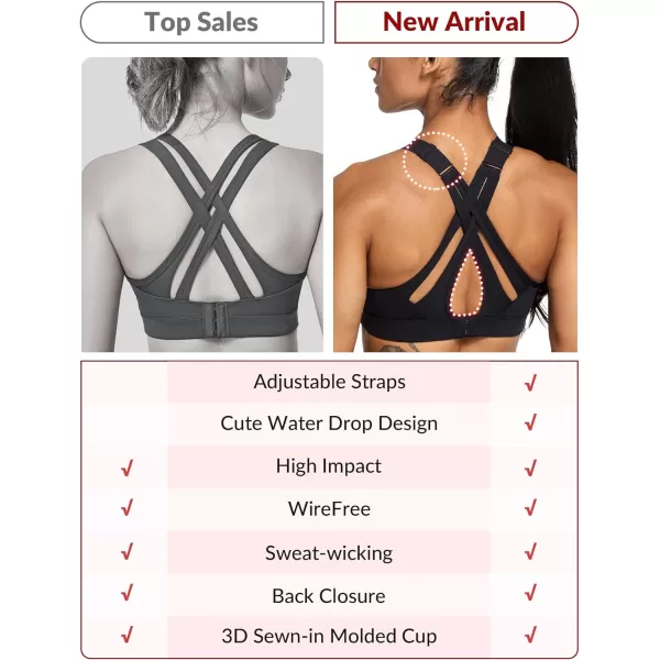 Yvette Sports Bra High Impact Adjustable Criss Cross Back Full Support for Large Bust No BounceYvette Sports Bra High Impact Adjustable Criss Cross Back Full Support for Large Bust No Bounce