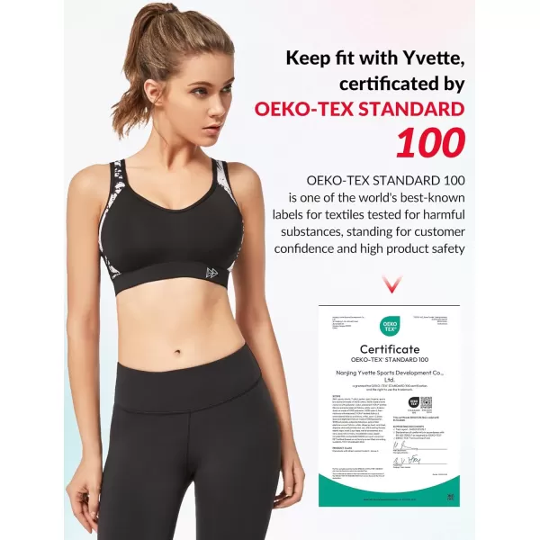Yvette Sports Bra High Impact Womens 32A48DD Cross Back Push Up High Support Bra Plus SizeBlack