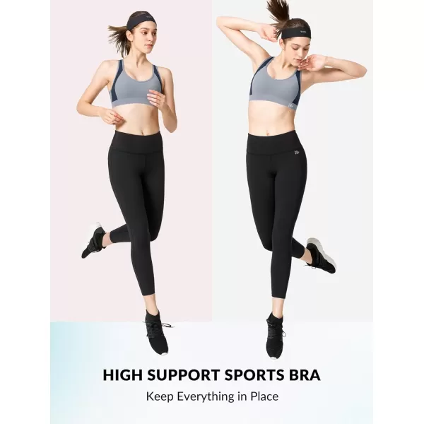 Yvette Sports Bra High Impact Womens 32A48DD Cross Back Push Up High Support Bra Plus SizeGrey