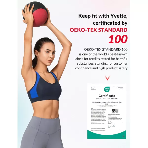 Yvette Sports Bra High Impact Womens 32A48DD Cross Back Push Up High Support Bra Plus SizeNavyroyal Blue