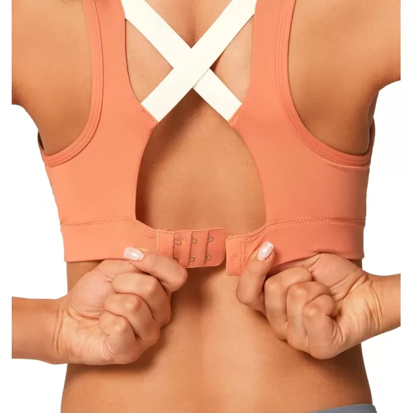 Yvette Sports Bra High Impact Womens 32A48DD Cross Back Push Up High Support Bra Plus SizeOrange