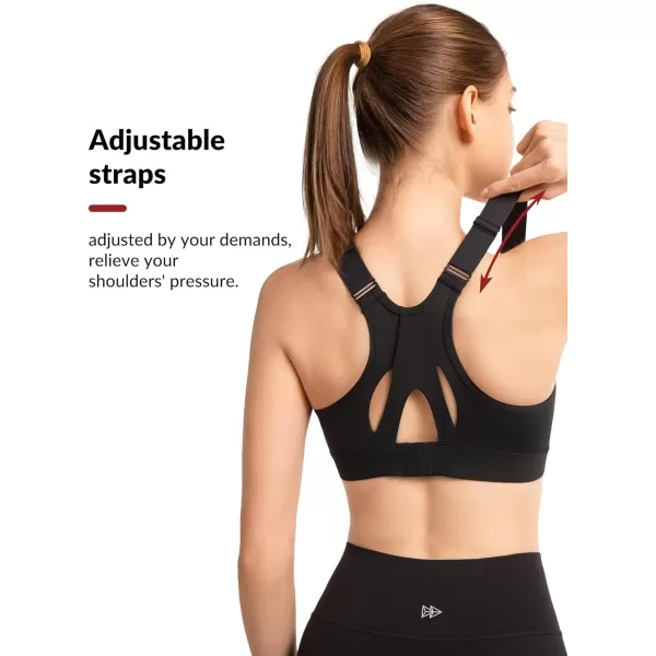 Yvette Sports Bras for Women High Impact Adjustable Racerback Supportive Molded Cup Running Bras for Large BustBlack