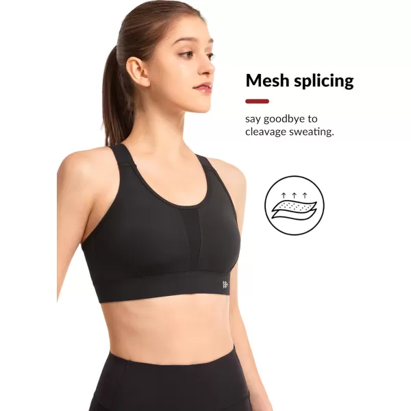 Yvette Sports Bras for Women High Impact Adjustable Racerback Supportive Molded Cup Running Bras for Large BustBlack