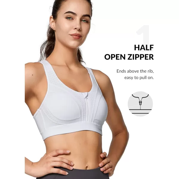 Yvette Sports Bras for Women High Impact Racerback Workout Bra for Running for Plus SizeWhite