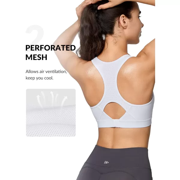 Yvette Sports Bras for Women High Impact Racerback Workout Bra for Running for Plus SizeWhite