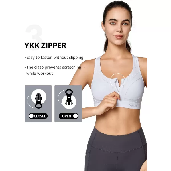 Yvette Sports Bras for Women High Impact Racerback Workout Bra for Running for Plus SizeWhite