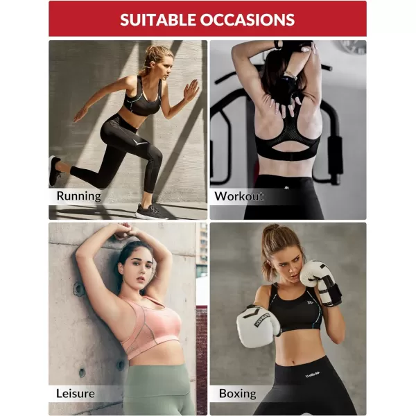 Yvette Sports Bras for Women High Impact Racerback Workout Sports Bra High Support for Large Bust Plus SizeBlack