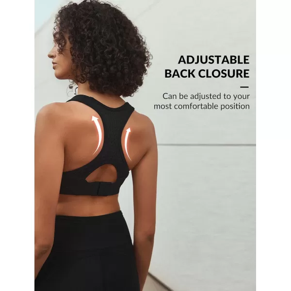 Yvette Sports Bras for Women High Impact Racerback Workout Sports Bra High Support for Large Bust Plus SizeBlack