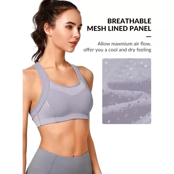 Yvette Sports Bras for Women High Impact Racerback Workout Sports Bra High Support for Large Bust Plus SizeBlue Purple