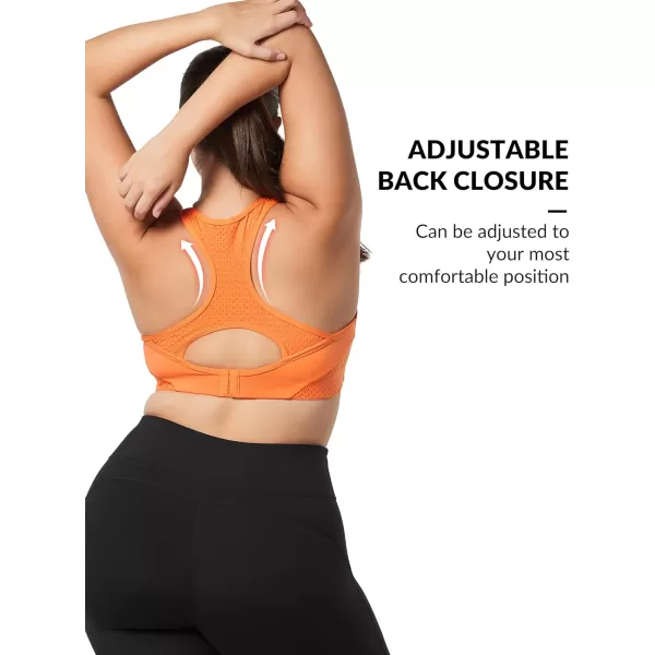 Yvette Sports Bras for Women High Impact Racerback Workout Sports Bra High Support for Large Bust Plus SizeOrange
