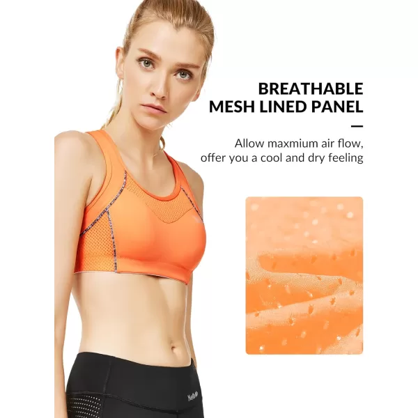 Yvette Sports Bras for Women High Impact Racerback Workout Sports Bra High Support for Large Bust Plus SizeOrange