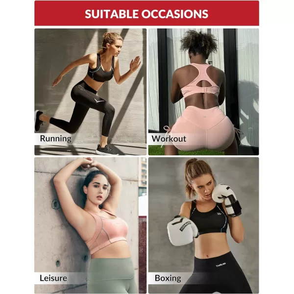 Yvette Sports Bras for Women High Impact Racerback Workout Sports Bra High Support for Large Bust Plus SizePink