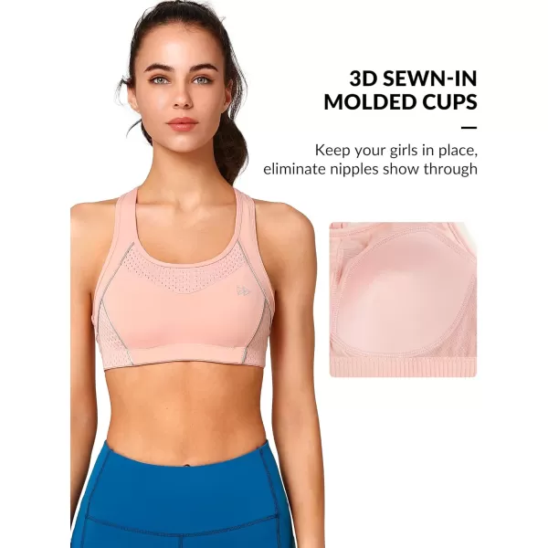 Yvette Sports Bras for Women High Impact Racerback Workout Sports Bra High Support for Large Bust Plus SizePink