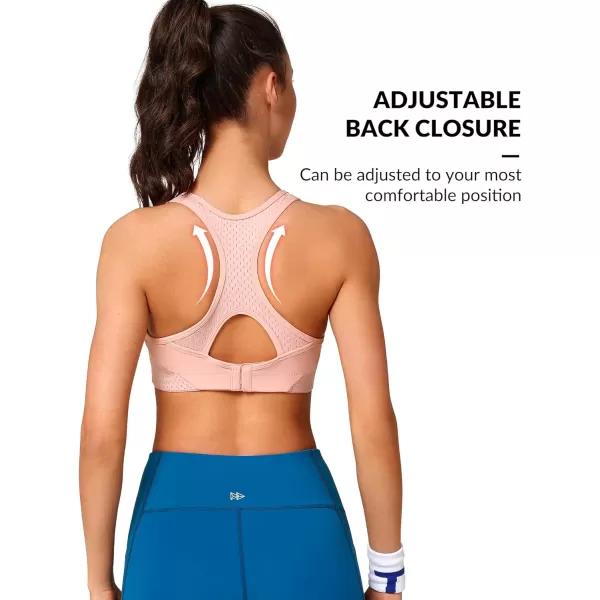 Yvette Sports Bras for Women High Impact Racerback Workout Sports Bra High Support for Large Bust Plus SizePink