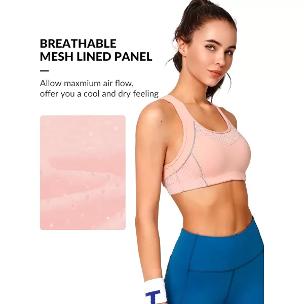 Yvette Sports Bras for Women High Impact Racerback Workout Sports Bra High Support for Large Bust Plus SizePink