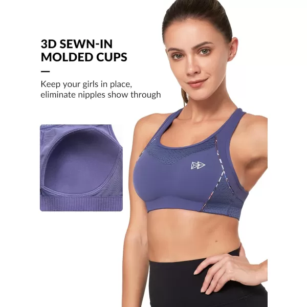 Yvette Sports Bras for Women High Impact Racerback Workout Sports Bra High Support for Large Bust Plus SizePurple