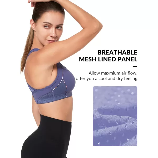 Yvette Sports Bras for Women High Impact Racerback Workout Sports Bra High Support for Large Bust Plus SizePurple