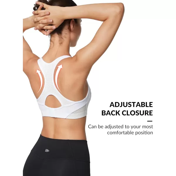 Yvette Sports Bras for Women High Impact Racerback Workout Sports Bra High Support for Large Bust Plus SizeWhite