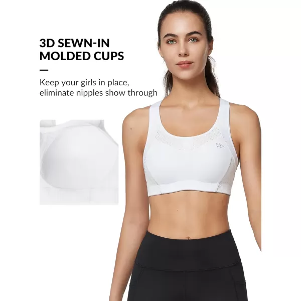 Yvette Sports Bras for Women High Impact Racerback Workout Sports Bra High Support for Large Bust Plus SizeWhite