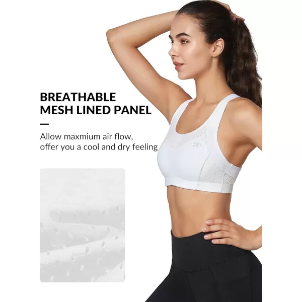 Yvette Sports Bras for Women High Impact Racerback Workout Sports Bra High Support for Large Bust Plus SizeWhite