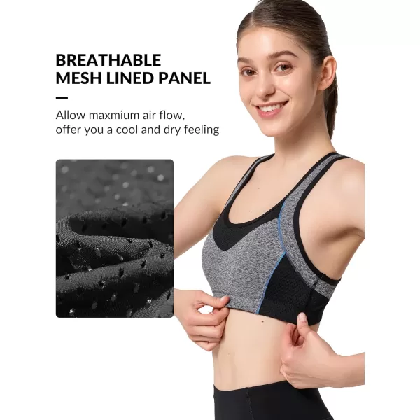 Yvette Sports Bras for Women High Impact Racerback Workout Sports Bra High Support for Large Bust Plus SizeYvette Grey