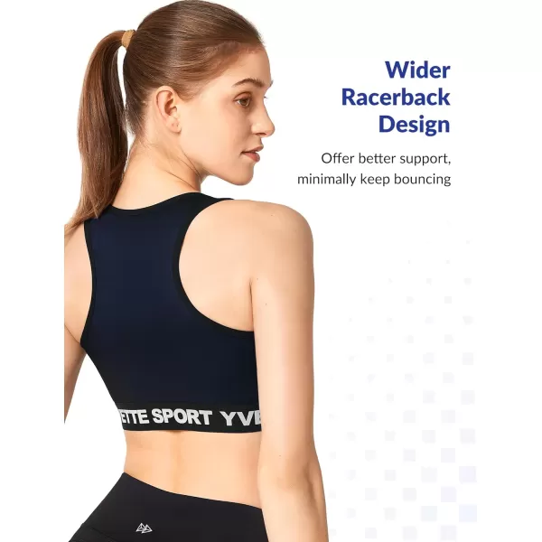 Yvette Sports Bras for Women High Ssupport Impact Large Bust Racerback Front Zip Sports Bra for Running WorkoutRoyal Blue