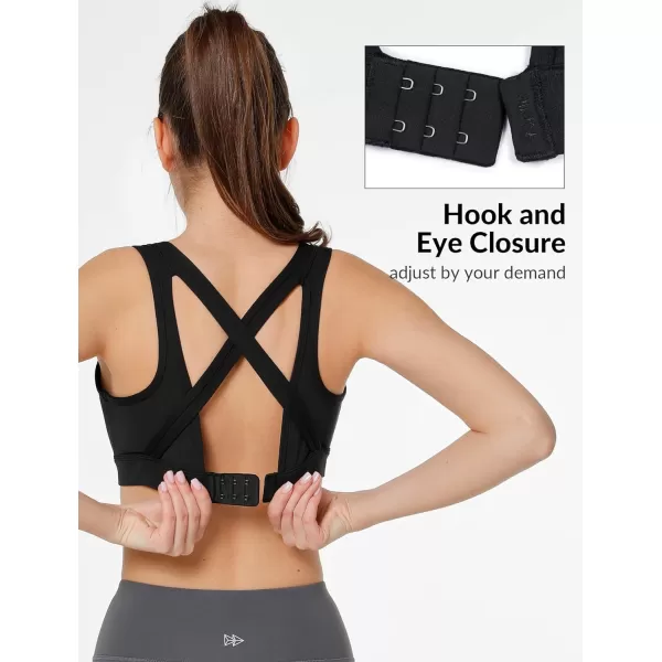 Yvette Sports Bras for Women High Support Sexy Criss Cross Back Design Workout FitnessBlack