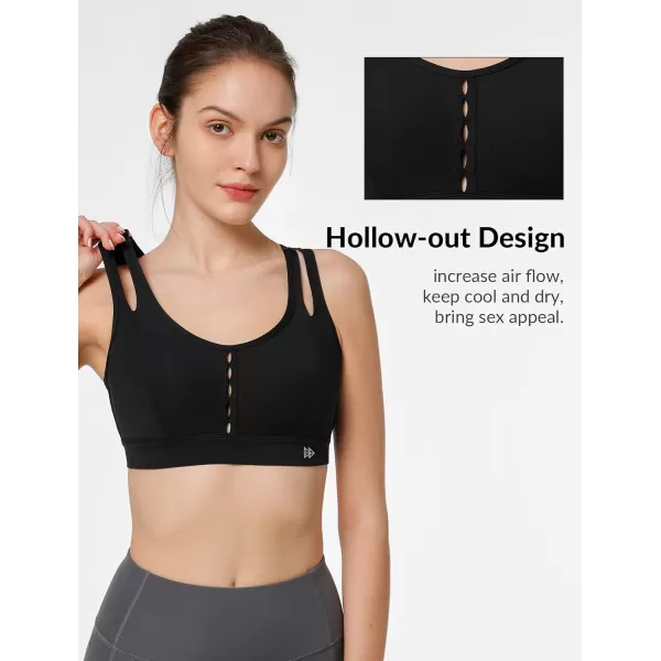 Yvette Sports Bras for Women High Support Sexy Criss Cross Back Design Workout FitnessBlack