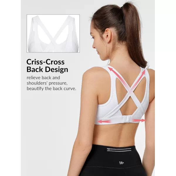 Yvette Sports Bras for Women High Support Sexy Criss Cross Back Design Workout FitnessWhite