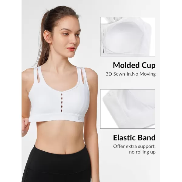 Yvette Sports Bras for Women High Support Sexy Criss Cross Back Design Workout FitnessWhite