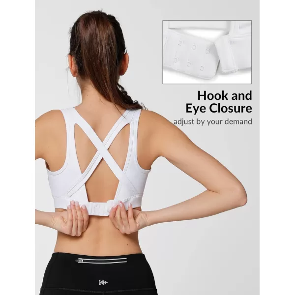 Yvette Sports Bras for Women High Support Sexy Criss Cross Back Design Workout FitnessWhite